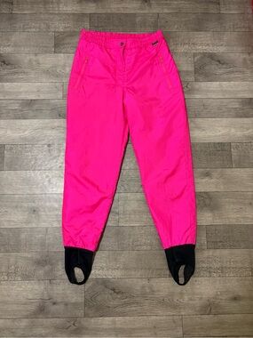 Vintage White Stag Hot Pink Ski Pants with Black Stirrups